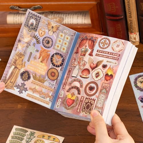Retro-Style Patterned Journal DIY Scene Stress-Relief Sticker Book (Green) - Image 4