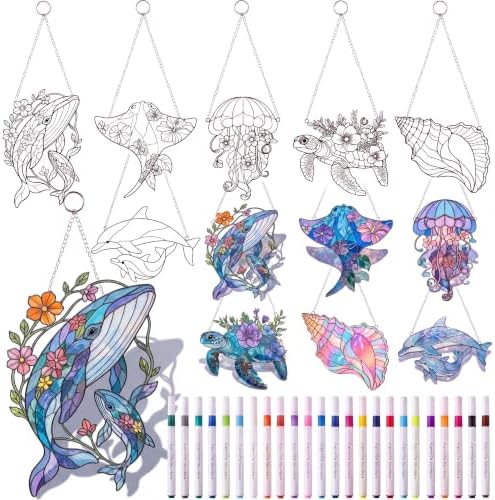 30 Pcs Suncatchers Crafts Kit DIY Paint Art,Ocean by Humyoun
