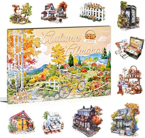 Autumn Landscape PET Sticker Book, Diecut Stickers for Journaling by Diuhofart