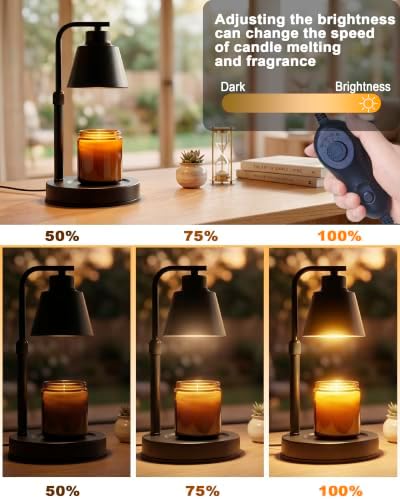 Candle Warmer Lamp with Timer, Dimmable, Adjustable Height, Black - Image 3