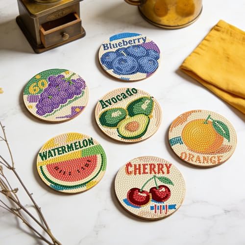 Leatrice Fruite Diamond Art Coasters Set Diamond Painting Kits for Adults - Image 6