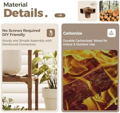 Bamworld 2 Sets of Package Plant Stands Indoor Wood Plant Shelf Outdoor - Image 4