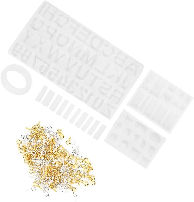 SparkFeng 214Pcs Silicone Casting Set, DIY Jewelry Mould Kit for Earrings Pendants Necklaces Bracelets, Soft Durable Silicone with Smooth Surface, Complete Accessories for Resin