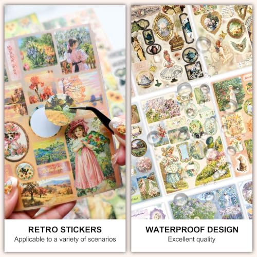 Cottagecore Vintage Floral Sticker Book 30 Sheets 500pcs Scrapbook Ephemera - Image 3