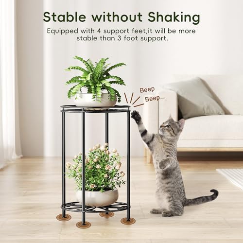 Plant Stand 2-Tier 10.2in Width 16.4in Tall Flower Pot Rack Small Plant Table Metal For Indoor Outdoor - Image 6