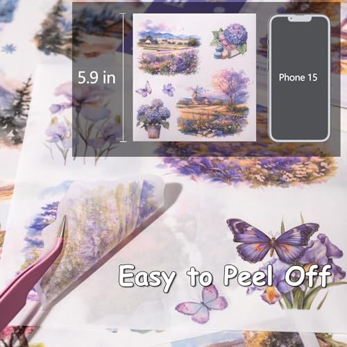 YagCu Journaling Sticker Book, 50 Sheets Scrapbook Stickers, Junk Journal Supplies, Pre-Cut Aesthetic Washi Materials, Watercolor Scrapbooking for Adults, Decorative Ephemera Bullet Planner Arts Craft - Image 5