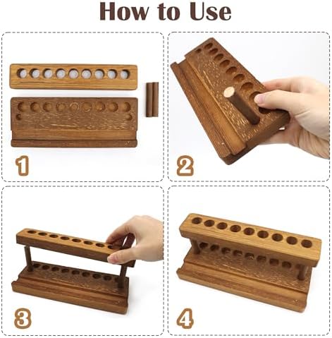 Wooden Pen Holder for Desk, Solid Walnut Pencil Stand Pen Displays with 9 Slots and Cell Phone Holder, Aesthetic Pens Organizer for Minimalist Office Desk Decor - Image 6