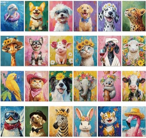 Sherr 24 Pcs Pre Drawn Canvas for Adult, Carton Animal, 8 x 10 Inch by Sherr