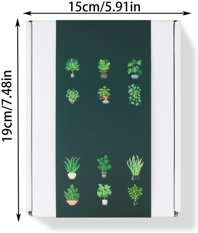 Apomelo 12pcs Small Diamond Art Kits Green Plants, Round Drill Mini Small Diamond Art Kits for Adults Beginners,Mini Diamond Art for Home Wall Desktop Art Decor, 6X8 inches - Image 4