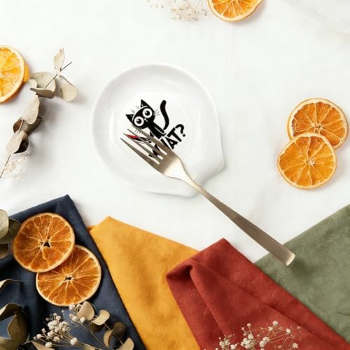 Funny Cat Spoon Rest, Cute Ceramic Coffee Spoon Holder for Kitchen and Coffee Bar, Cute Small Spoon Rest for Cat Lovers, Friends, Family Birthday Christmas Gift - Image 6