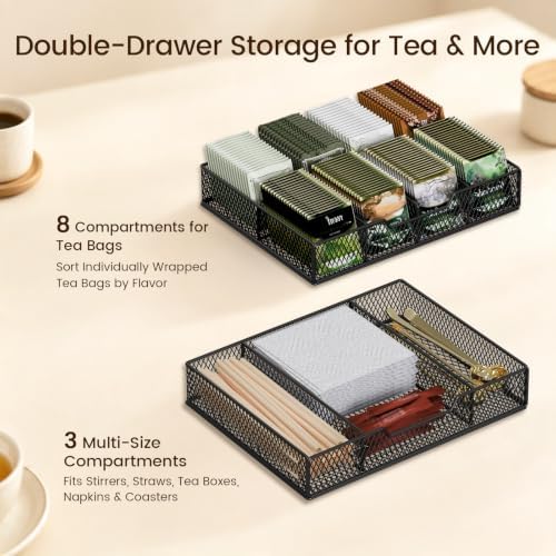 Giikin Tea Bag Organizer, Tea Organizers and Storage with 2 Drawers - Image 3