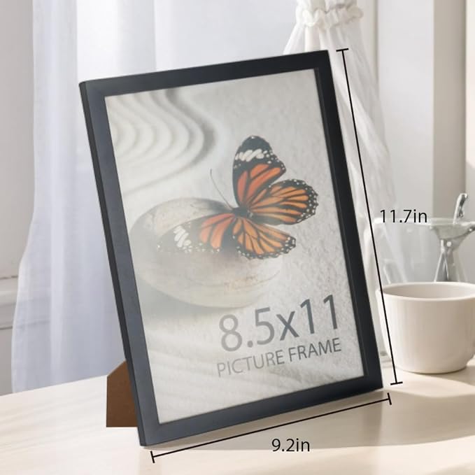Memory Island 8.5x11 Photo Frames for Wall and Tabletop Display, 8.5 by 11 Black Picture Frames with HD Plexiglass, Set of 15