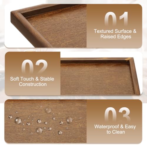 Wooden Serving Tray Rectangular Wood Serving Tray Decorative Platter, 13.8x9.5 Inch Fit for Home Decor Kitchen Coffee Table Candle Holder, (Brown) - Image 3