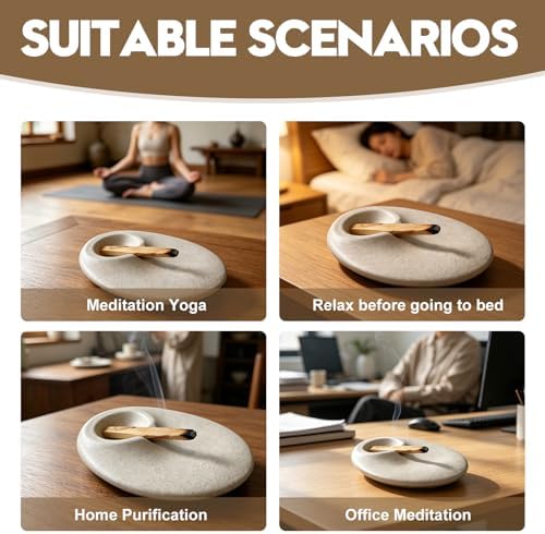 Ceramic Incense Stick Holder, Speckled Ash Catcher Tray with Anti-Slip Base, Minimalist Round Incense Burner for Palo Santo, Sticks, Ideal for Home Decor Meditation Yoga - Image 4