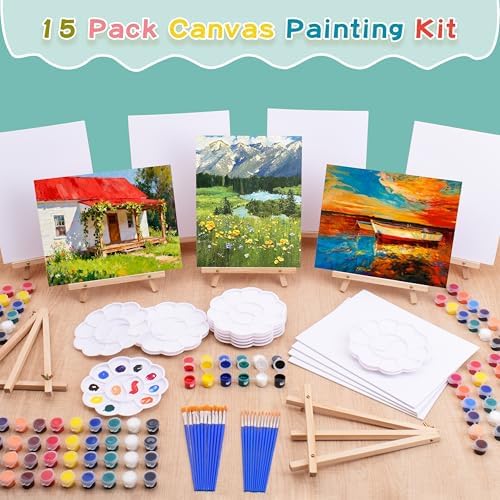 15 Pack Paint and sip Kit for Adults, 8x10 Inch Canvas Painting Kit - Image 2