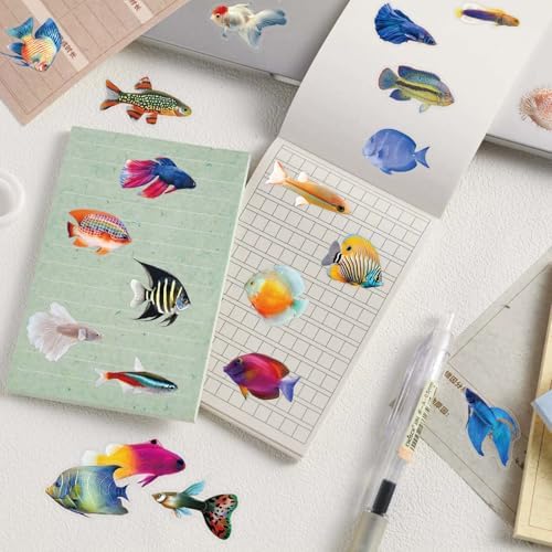 50 Pcs Clear PET Fish Aesthetic Stickers for Scrapbooking Journaling Junk Journal Scrapbook Supplies - Waterproof Transparent Fishing Decals for Resin Crafts Decorative Art Crafts (Fish) - Image 7