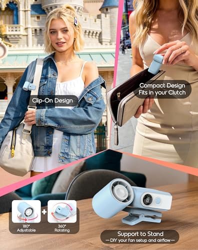 Clip-On Portable Fan for Strollers Travel, Rechargeable Turbo Personal Fan - Image 6