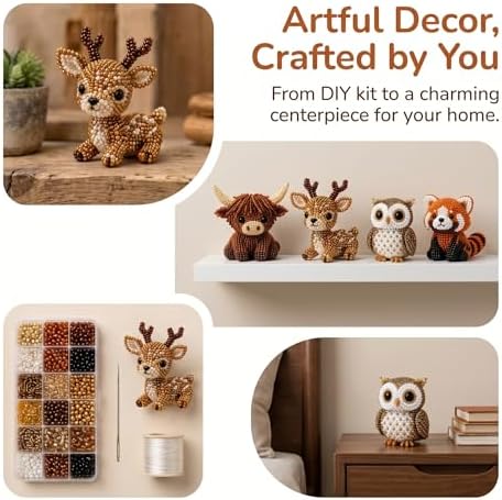 LSMARZJZ 3D Beaded Animal Kit for Adults & Beginners, Complete Bead Embroidery Kit for DIY Crafting and Stress Relief, for Desktop Home Decor and Thoughtful Gifts, with Instructions (Set A) - Image 6
