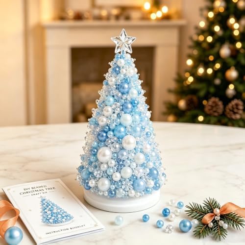 Craft Kits for Adults DIY Beaded Christmas Tree Indoor Desk Decorations Kit by CLNXMT