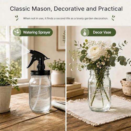 Glass Plant Mister Bottle, 16 oz Mason Jar Sprayer, Clear - Image 3