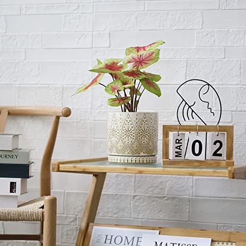 8 Inch + 6 Inch Indoor Plant Pot with Drainage Holes and Saucers, Ceramic Planter for Plants, Succulent Orchid Flower Pots - Image 6