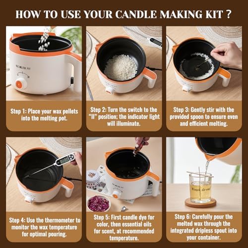 WcoDusak Complete Candle Making Kit with Warmer Lamp & Wax Melter for Adult - Image 5