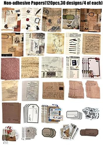 Esweny 260PCS Vintage Journaling Scrapbooking Supplies Scrapbook Sticker Paper Ephemera Pack for Junk Journal Planners Collage Craft Notebooks Album (Pen Ink and Letter) - Image 4