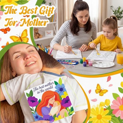 Honoson 6 Pcs 6 Inch Pre Drawn Outline Canvas Paint Kit with Pictures for Adults Paint Party Stretched Canvas Art Boards Set for Adult Beginner (Mother's Day) - Image 4