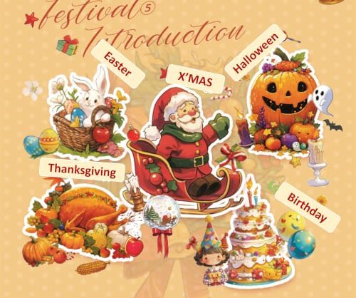 Holiday Sticker Book, Cartoon Stickers Book with Art Coated Paper Creative Activity Stickers for Adults, DIY Scrapbooking Phone Cases Laptops Party Gifts (Holidays) - Image 2
