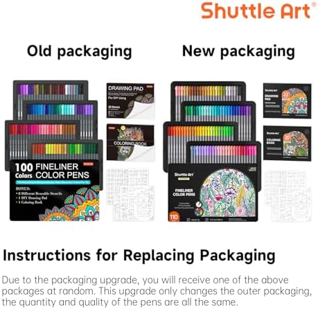Shuttle Art Fineliner Colored Pens, 100 Colors 0.38mm Fine Point Pens with Stencils & Adult Coloring Books for Coloring, Drawing, Detailing, Writing Note Taking Calendar and Journal Art Projects - Image 6