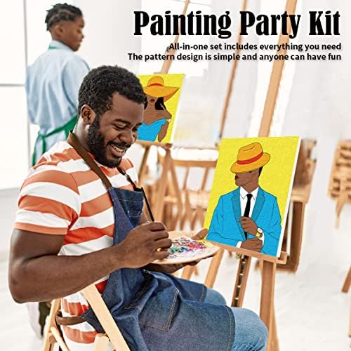 VOCHIC Couples Paint Party Kits Pre Drawn Canvas for Adults Paint and Sip Date Night Games for Couples Painting Set 8x10 Elegant Ladies Gentlemen (2 Pack) Valentine - Image 3