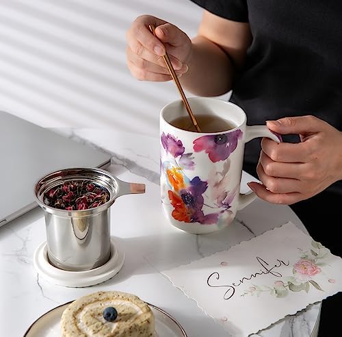 AmorArc Tea Cup With Infuser and Lid, 18oz Loose Leaf Tea Mug With Steeper - Image 6