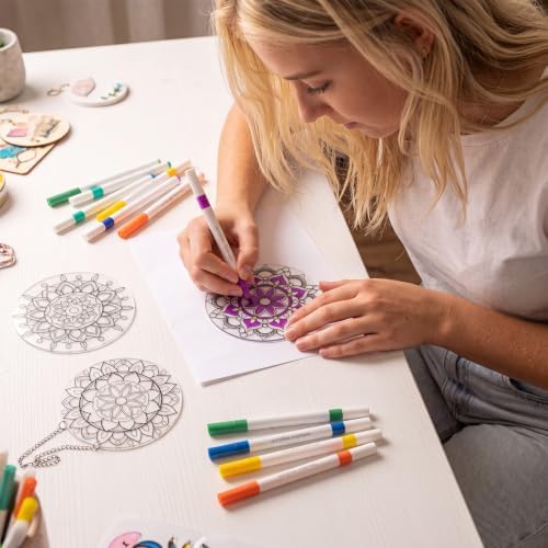 Humyoun 36 Pcs Suncatchers Crafts Kit DIY Paint Art Stained Glass Painting Craft Kits 24 Markers and 12 Suncatchers for Adults Home Decor Creative Projects (Mandala) - Image 6