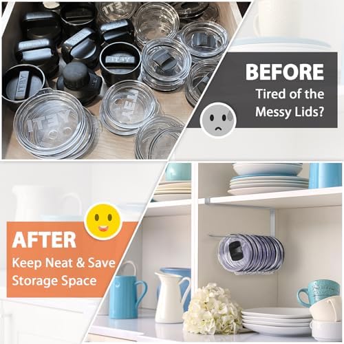 Tumbler Lid Organizer, Versatile Tumbler Lid Storage Holds 10 Lids, Grey - Image 5