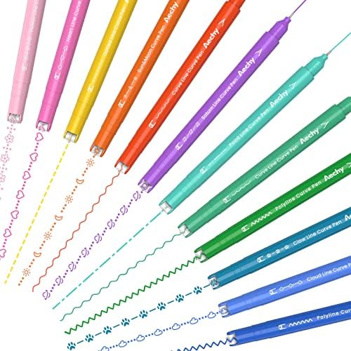 AECHY Dual Tip Curve Highlighter Pens, 10 Patterns, 12 Colors, 12 Pack by AECHY