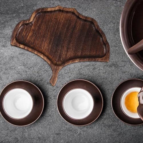 Retro Leaf Shape Wooden Tea Tray for Coffee Table Decor - Image 7