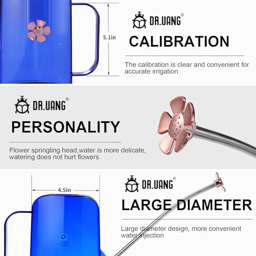 Watering Can Indoor for House Plants Small Watering cans with Long Spout Flower Model Sprinkler Head 1.2L (Blue, 1.2L) - Image 3