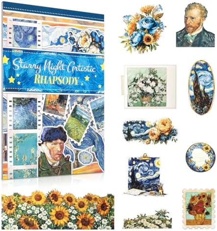 Vintage Art Sticker Book for Scrapbooking Junk Journal, 20 Sheets Collage Kit for Journaling Supplies with Washi PET and Paper Stickers for Adults Teens DIY Crafts, A5 Size by Dizdkizd
