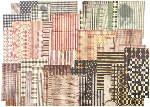Alideco 180pcs Vintage Textured stripes and plaid Scrapbooking Paper for Adults Journaling Supplies, Decorative Paper for Junk Journals (shiguangzhiwen) by Alideco