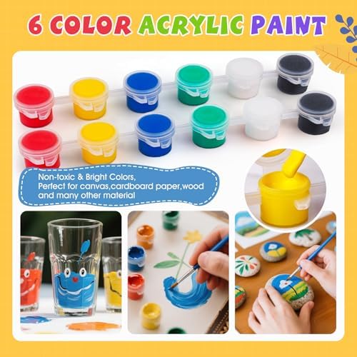 ESRICH 16 Set Mini Acrylic Paint Kit, 5in Mini Canvas with 7.5in Easel - Image 5