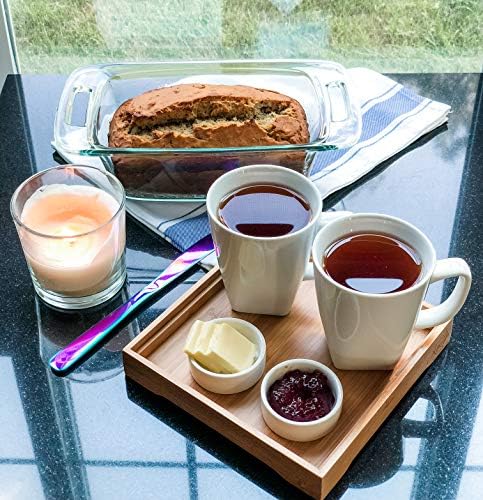 Organic Bamboo Tea Serving Tray – Handcrafted Square Breakfast & Coffee Tray | Modern Eco-Friendly Bamboo Wood Finish with Raised Edges - Image 2