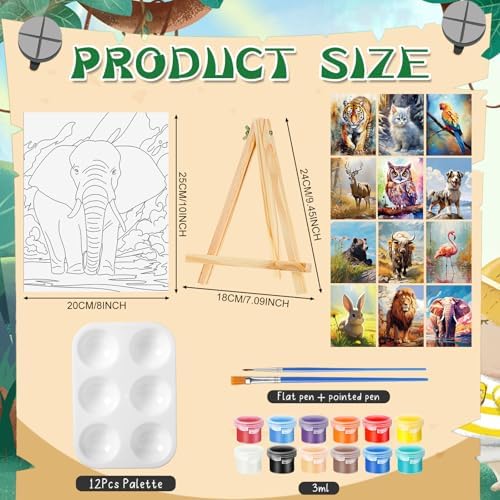 Zhanmai 72 Pcs 12 Sets Sip and Paint Kit Pre Drawn Canvas for Painting 8" x 10" Paint Party Canvas Painting Pre Printed Canvases for Party Favor DIY Virtual Adult's Date Night(Animals) - Image 2