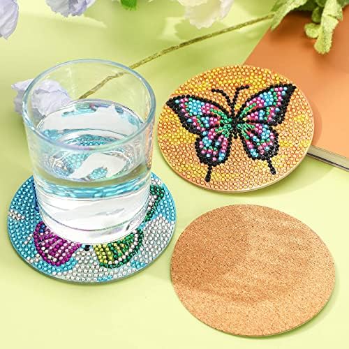 UPINS 8Pcs Butterfly Diamond Art Painting Coasters for Drinks - Image 4