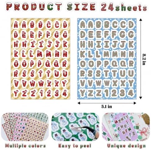 PRSTINCOL Christmas Letter Stickers,1344 Alphabet Stickers,24 Sheets - Image 5