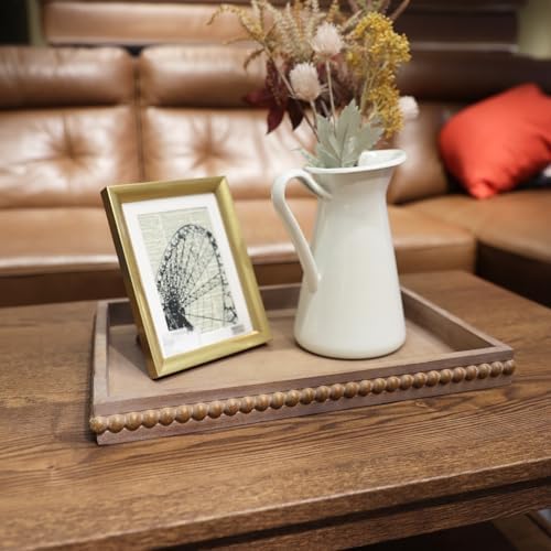 Hrastany Wood Decorative Tray for Coffee Table, Brown, 15.7"*11.8"*1.57" - Image 5