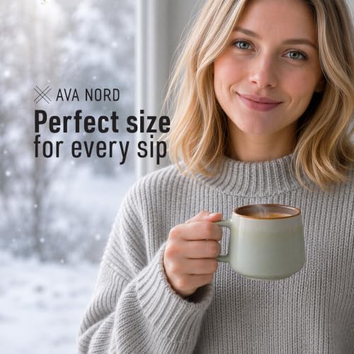 Ava Nord Small Stoneware Ceramic Coffee Mugs Set of 4 | 6 oz | Sage Ash - Image 4