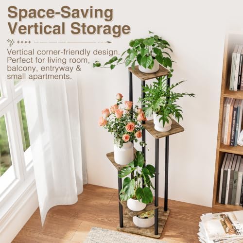 AZERPIAN Plant Stand Indoor Tall Corner Metal Plant Shelf MDF Board 5 Tier - Image 5