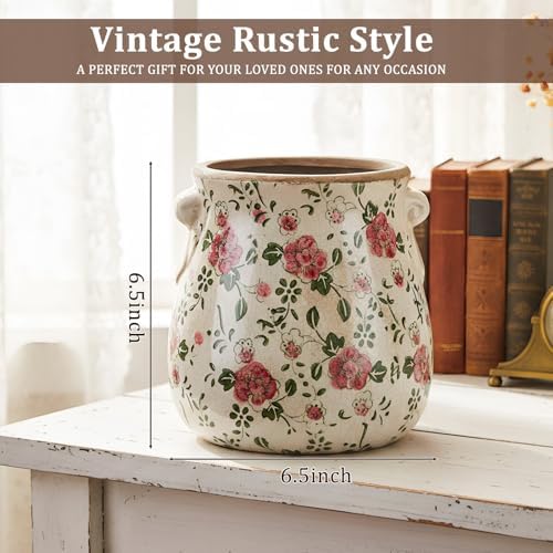 Ceramic Scroll Planter 6.5 Inch, Red Plum - Image 2