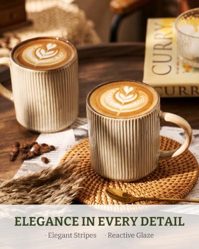 famiware Coffee Mug Set of 8, Star 12 oz Ceramic Mugs Cups Set with Handle - Image 2