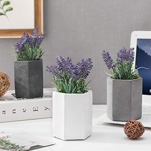 MyGift Cement Hexagon Pen Holders, Desktop Pencil Cups, Set of 3 - Image 4